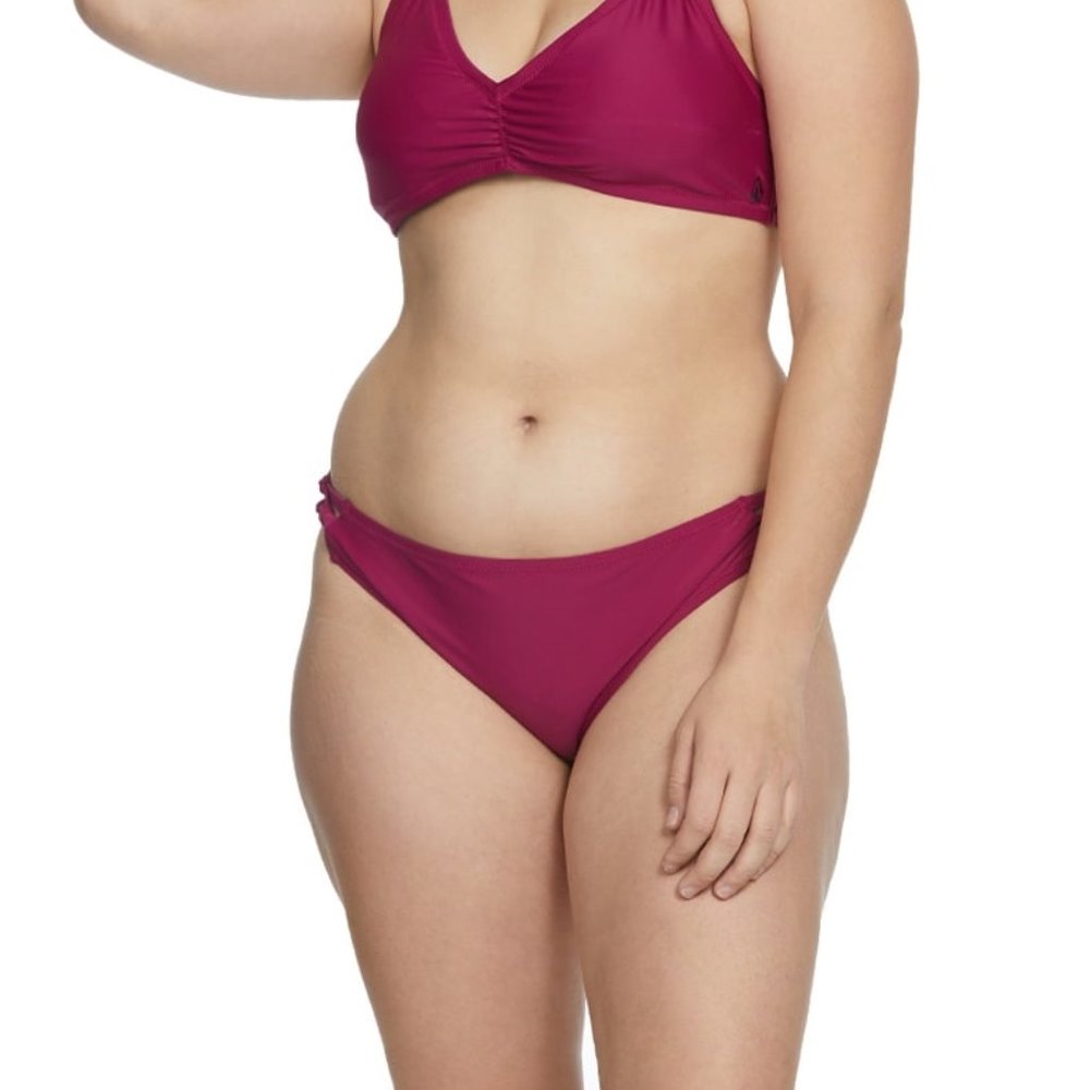 Volcom Simply Solid Full Bikini Bottoms Wine Color